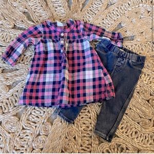 Tucker + Tate 3M outfit (leggings & plaid dress top)